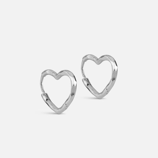 Organic Heart Small Hoops fra Enamel - Sterling Sølv