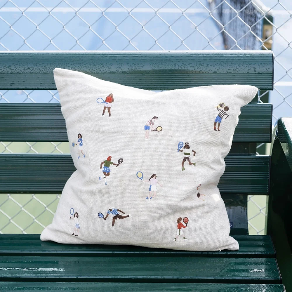 Tennis Broderet Pudebetræk - Fine Little Day - Grøn Bænk