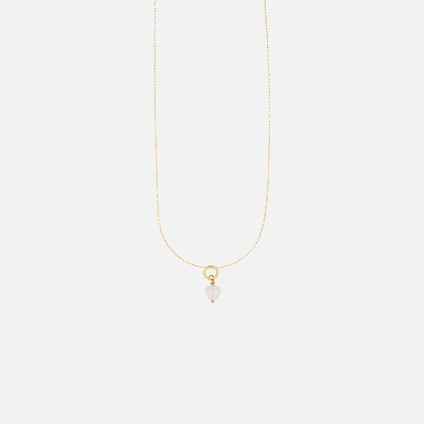 French Mini Heart Pendant Necklace - Opal