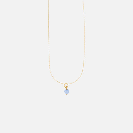 French Mini Heart Pendant Necklace - Sky