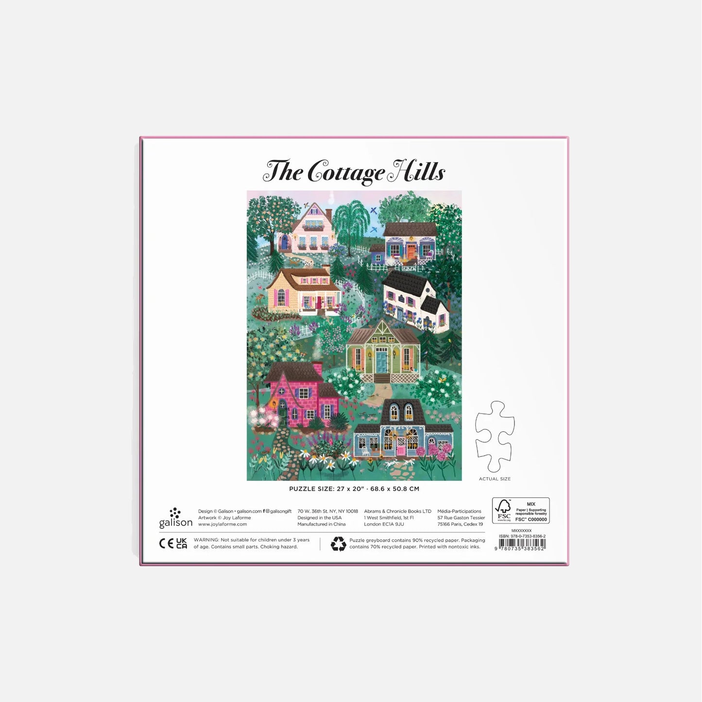 The Cottage Hills puslespil fra Galison - Bagside af æske