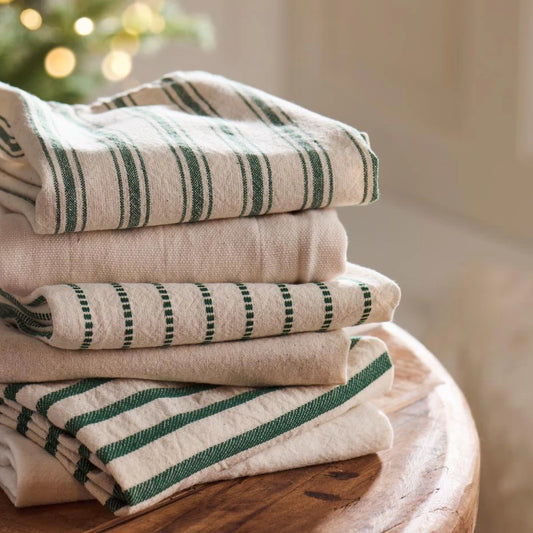 Viskestykker fra Ib Laursen - Natur m. Mørkegrønne Striber - Foldet