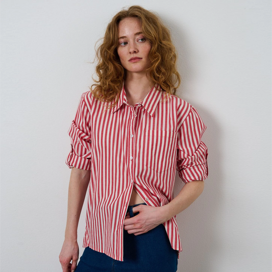 Pernille Shirt - La Rouge - Red/White Stripe - Model