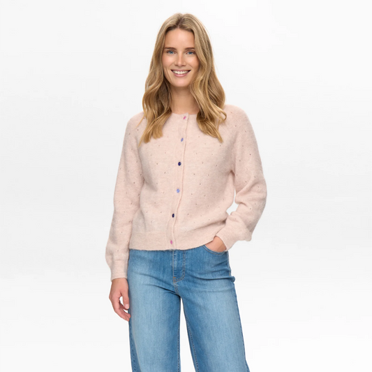 Nurietto Pointelle Cardigan fra Nümph - Mushroom - Model