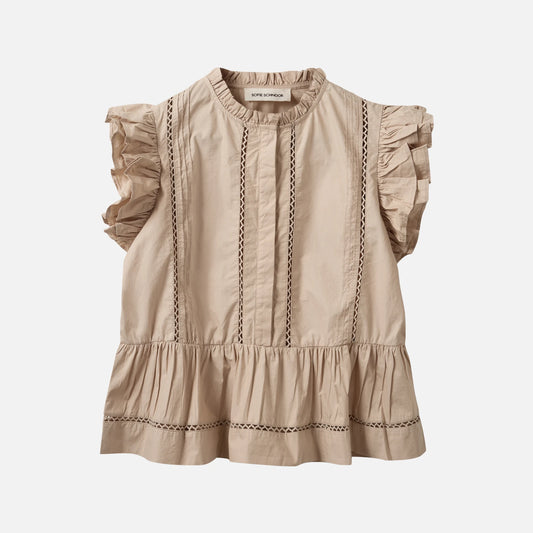 JulienSW Frill Cotton Top fra Sofie Schnoor - Feather Gray