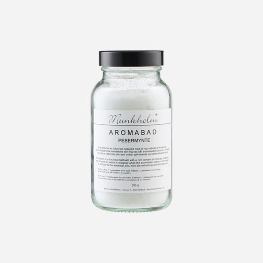 Aromabad badesalt fra Muntholm med Pebermynte og Brændenælde, 300 g.