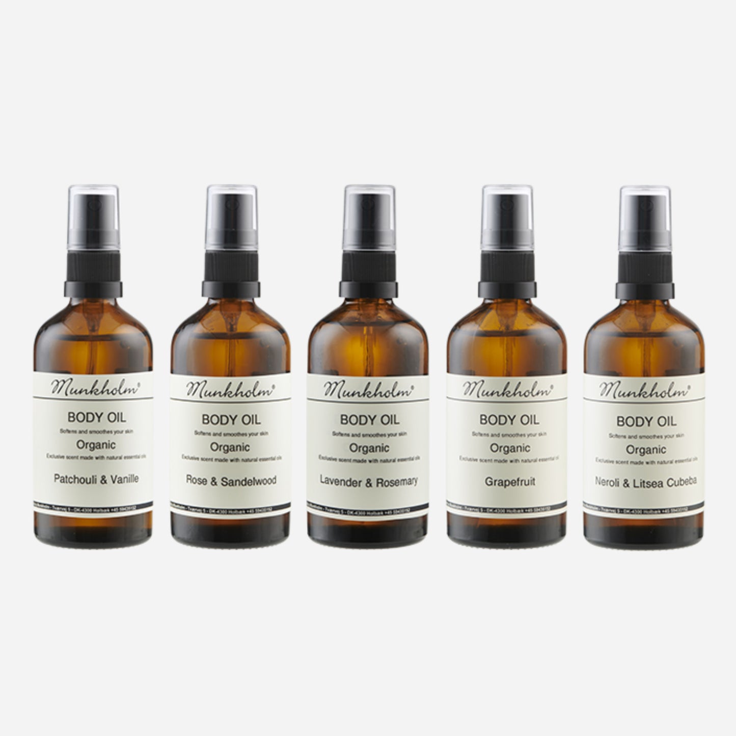 Økologisk body oil fra Munkholm, alle varianter, 129 kr.
