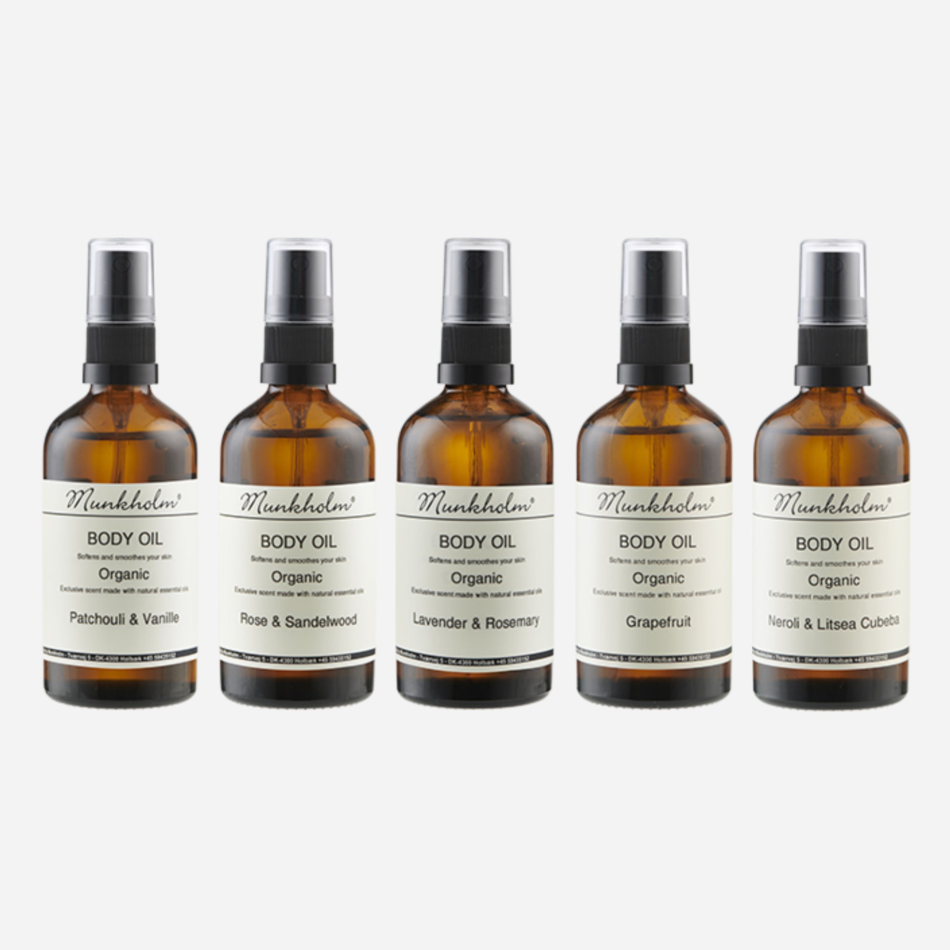Økologisk body oil fra Munkholm, alle varianter, 129 kr.