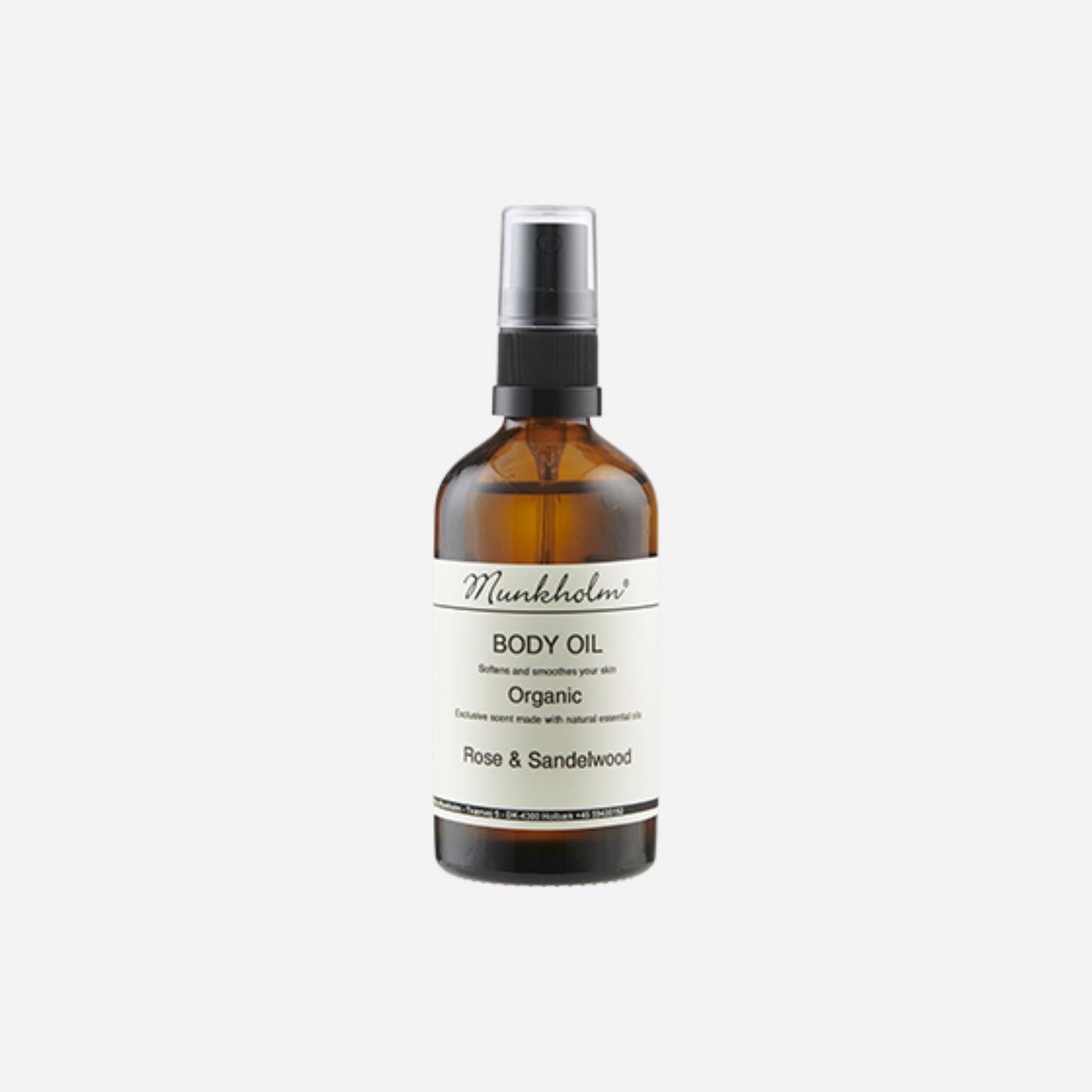 Økologisk body oil fra Munkholm, Rose & Sandelwood, 100 ml, 129 kr.
