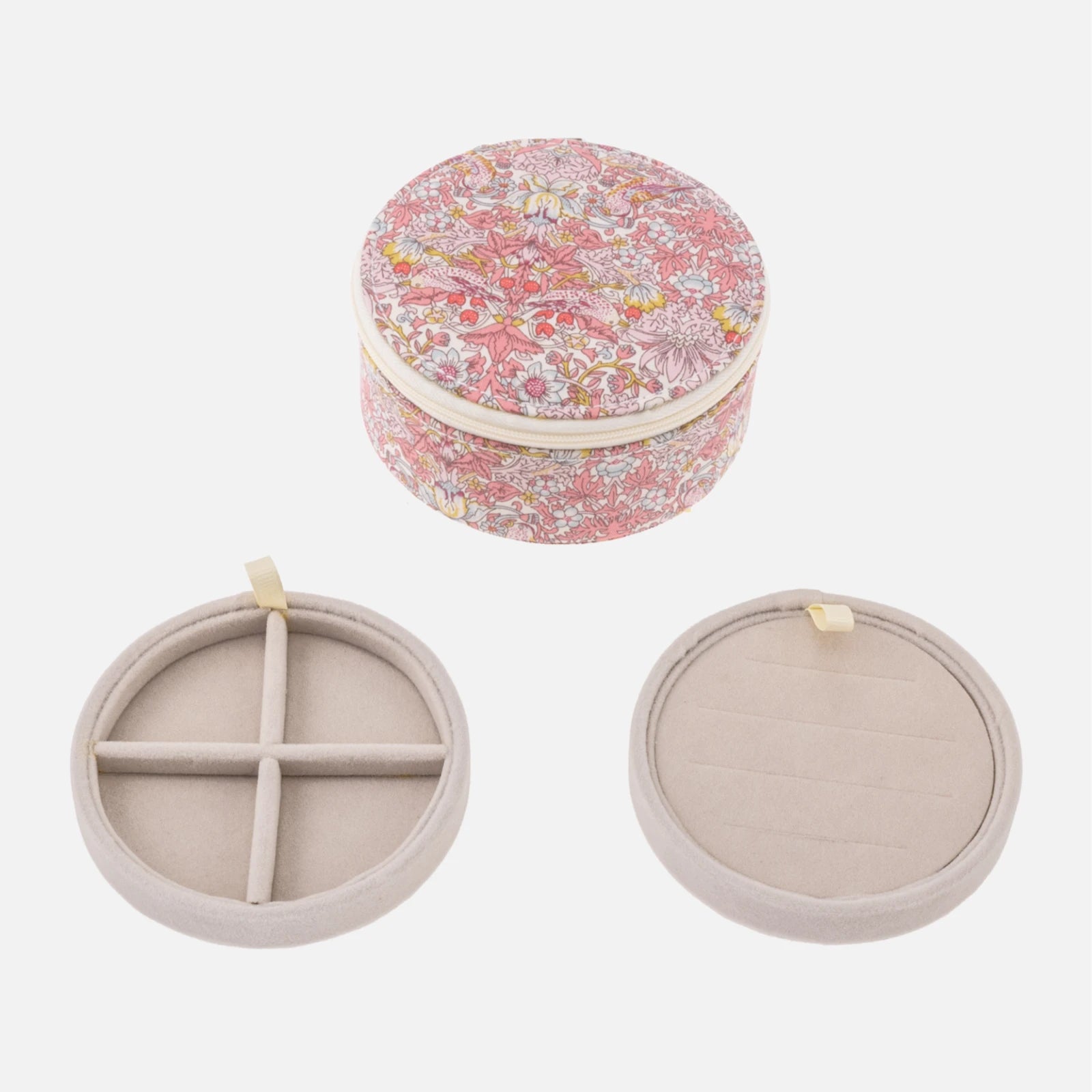 Rundt smykkeskrin fra Bon Dep i Liberty Strawberry Pink (bakker)