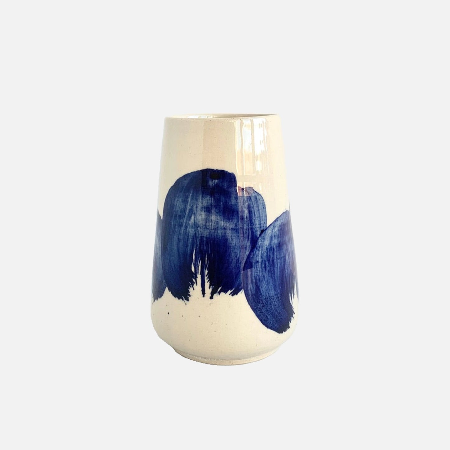 Ø-Vase fra Bornholms Keramikfabrik - Small Vase - Blue Brush