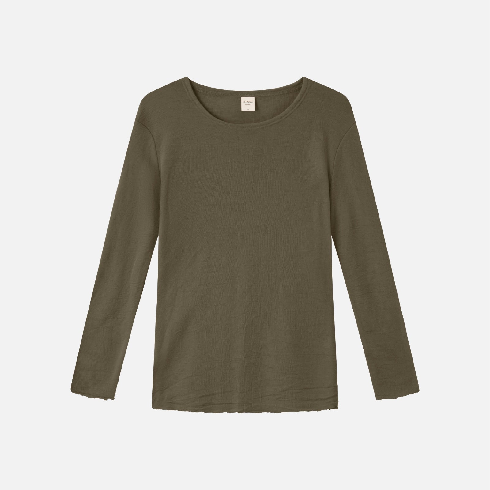 Bluse i merinould fra By Basics (Capers Melange) 