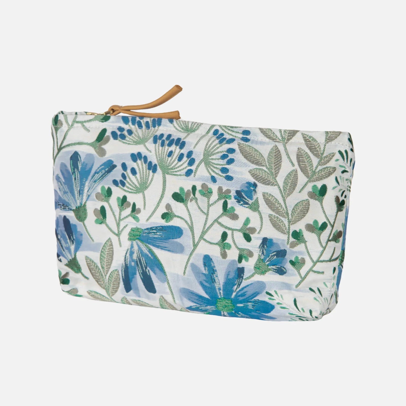 Lyseblå toilettaske fra Dagny med blå og grønne blomster