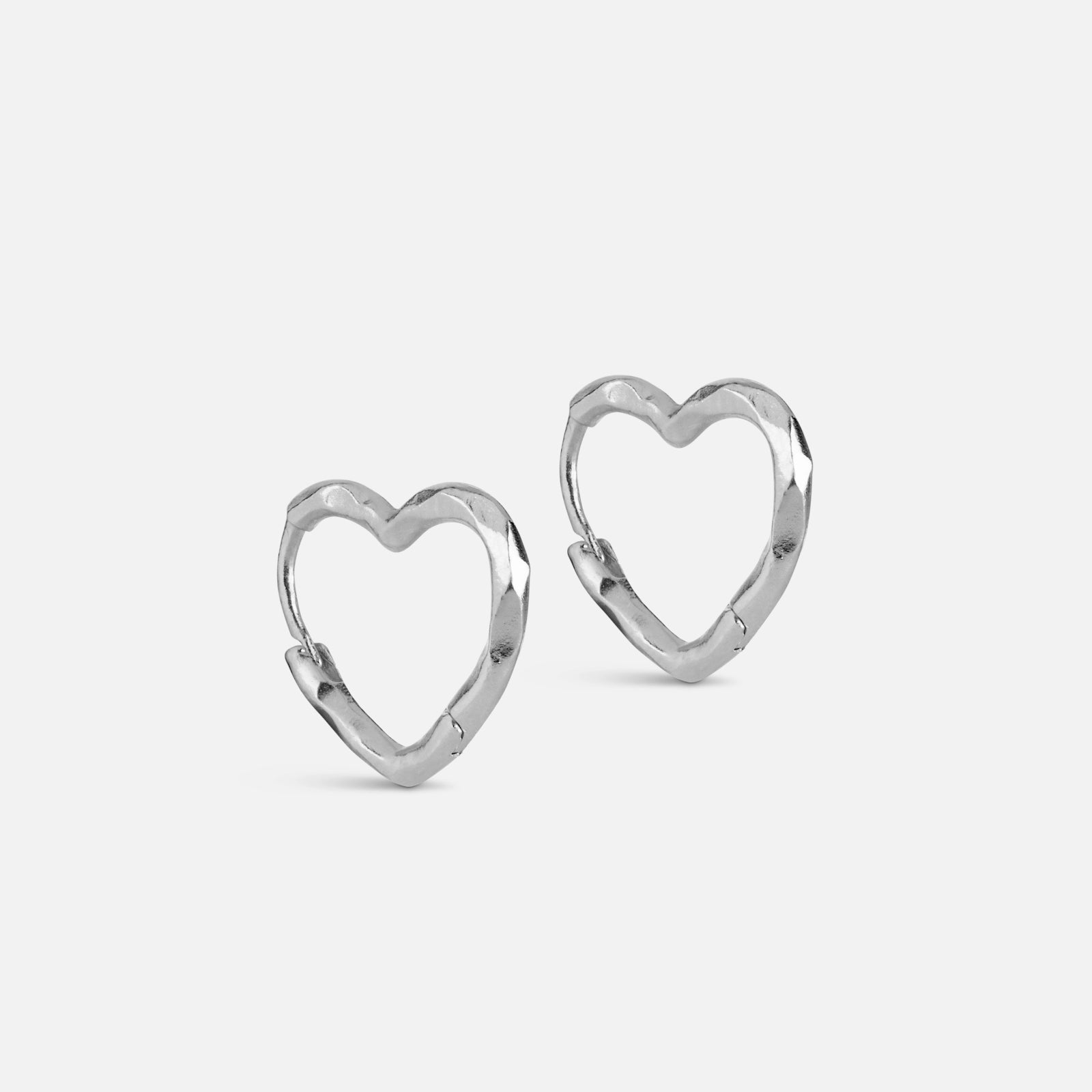Organic Heart Small Hoops fra Enamel - Sterling Sølv