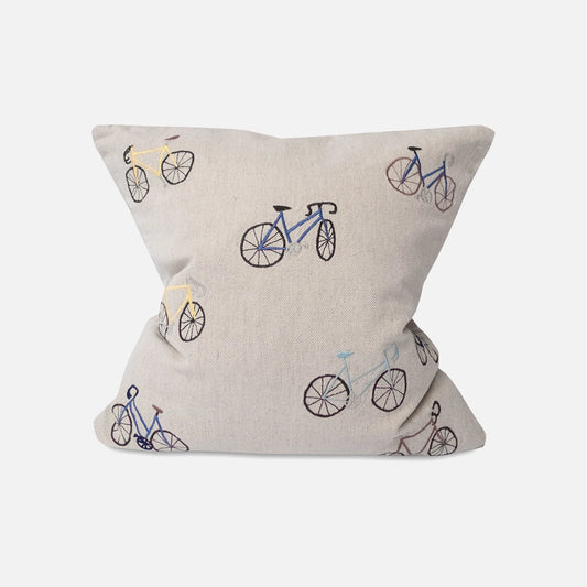 Bicycles Embroidered Cushion Cover fra Fine Little Day