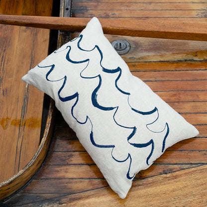 Wave Cushion Cover - Fine Little Day - Natur/Blue  