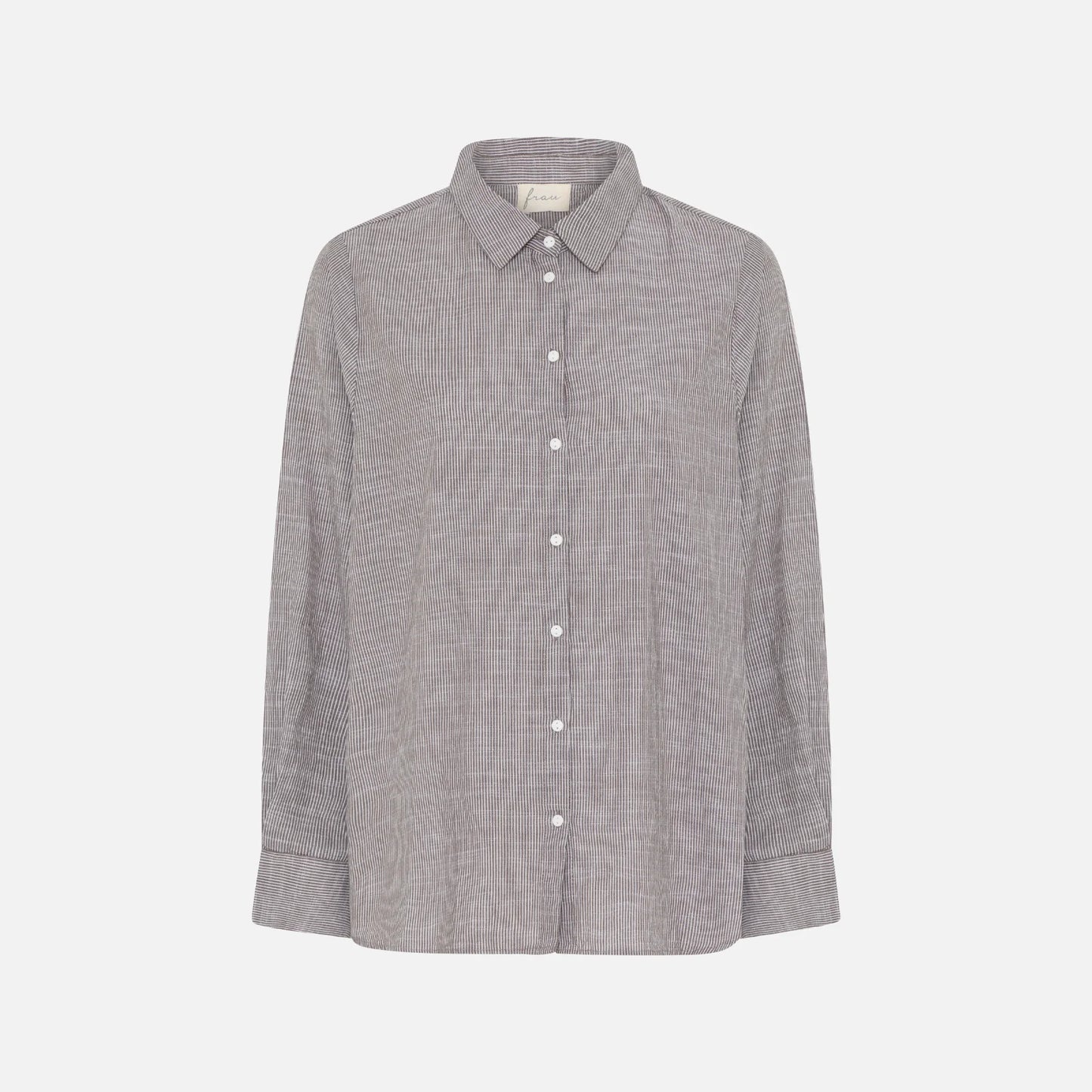 Dhaka skjorte fra Frau - Coffee Quartz Stripe