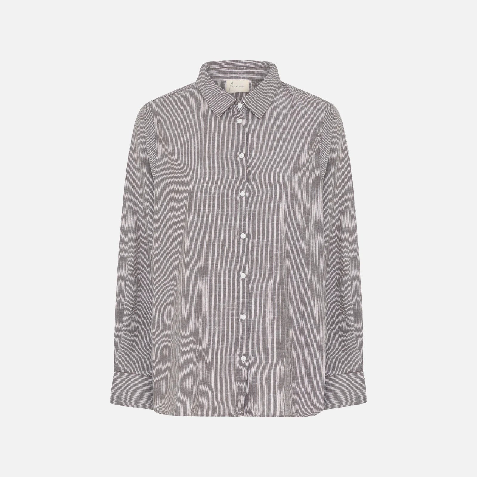 Dhaka skjorte fra Frau - Coffee Quartz Stripe