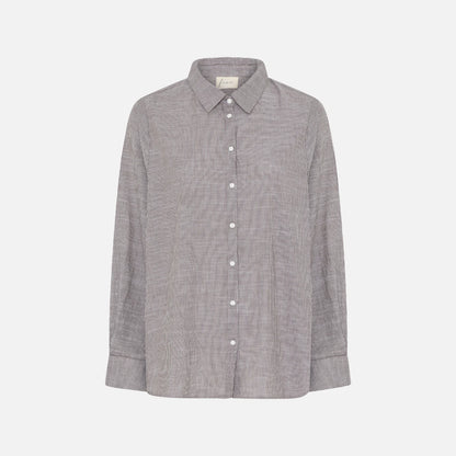 Dhaka skjorte fra Frau - Coffee Quartz Stripe