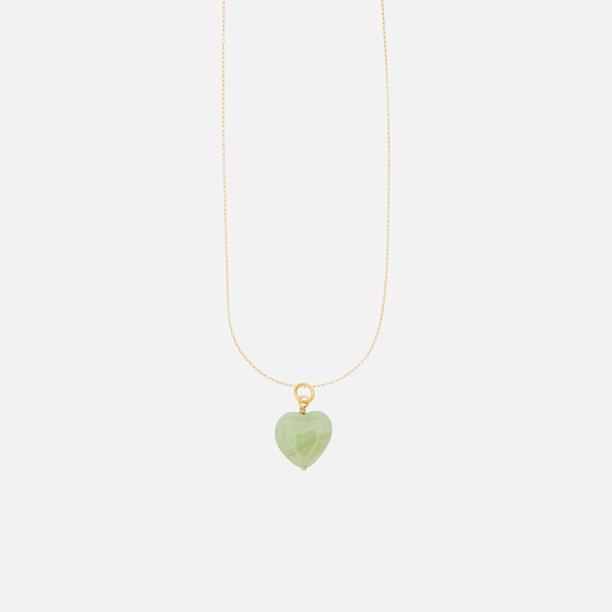French Grande Heart Pendant Necklace - Jade Green