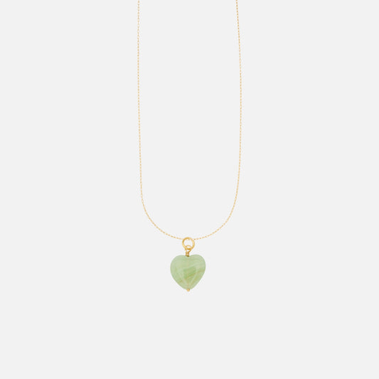 French Grande Heart Pendant Necklace - Jade Green