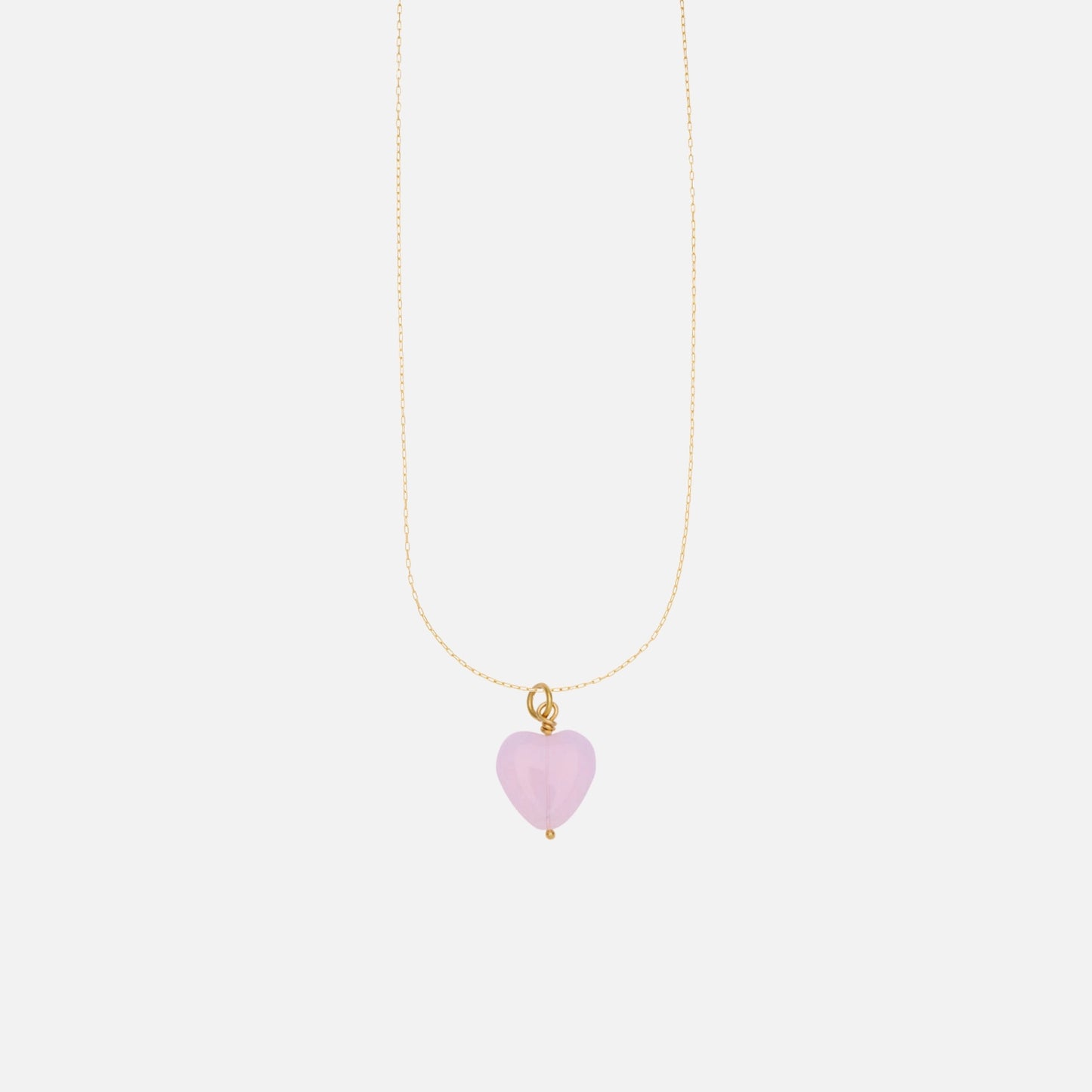 French Grande Heart Pendant Necklace - Soft Pink