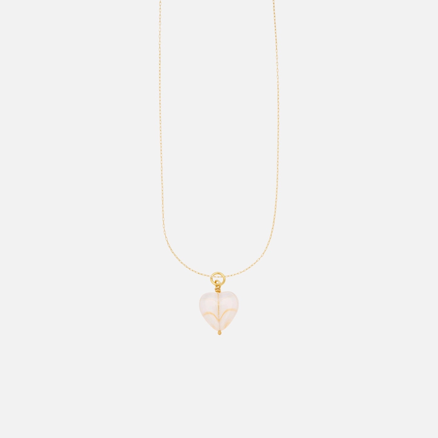 French Grande Heart Pendant Necklace - White