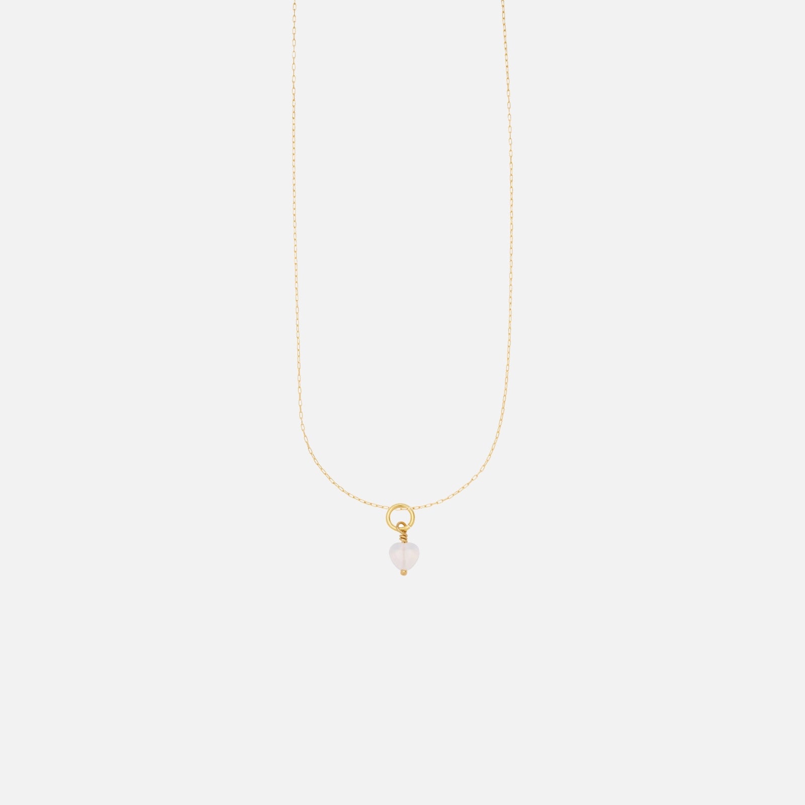 French Mini Heart Pendant Necklace - Opal