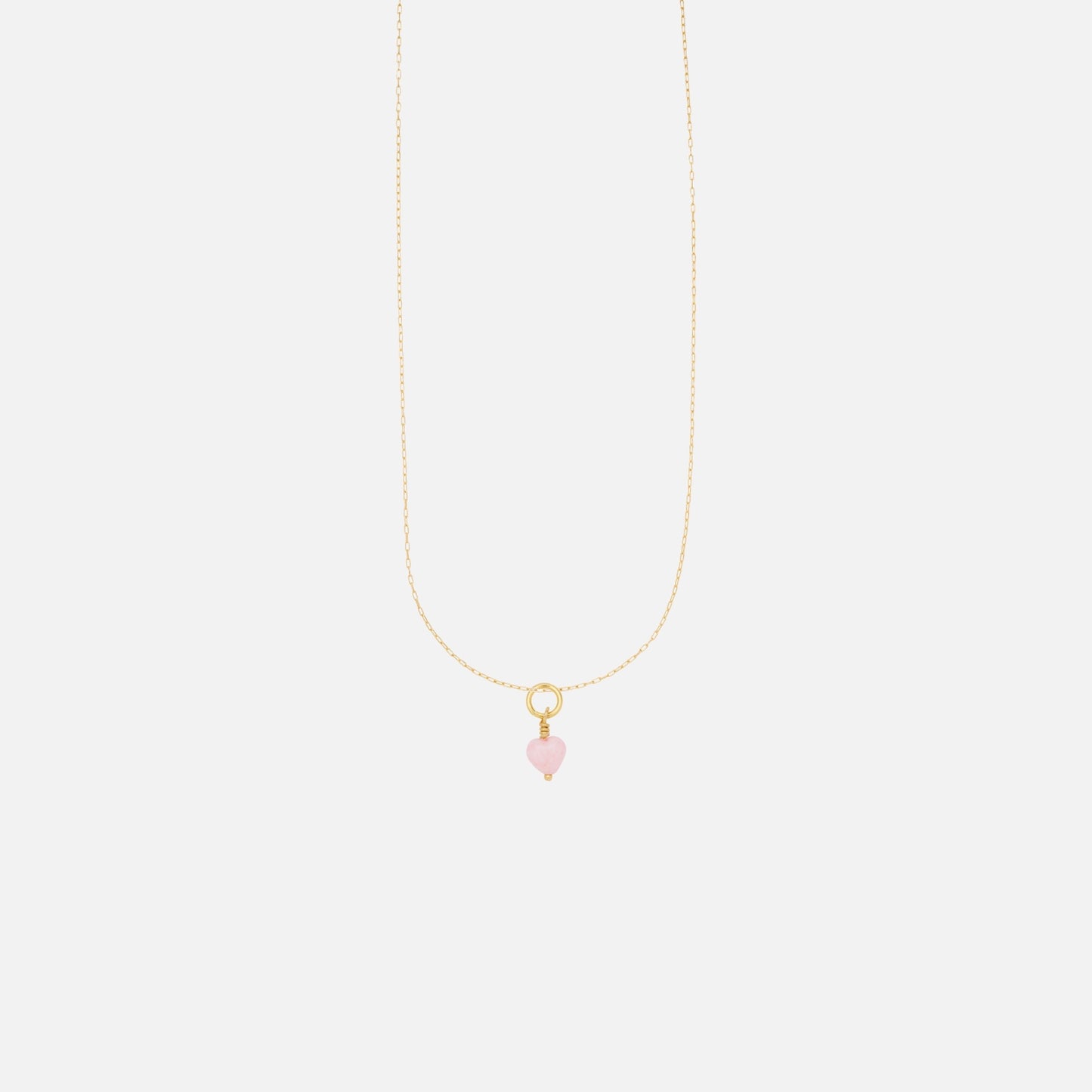 French Mini Heart Pendant Necklace - Powder