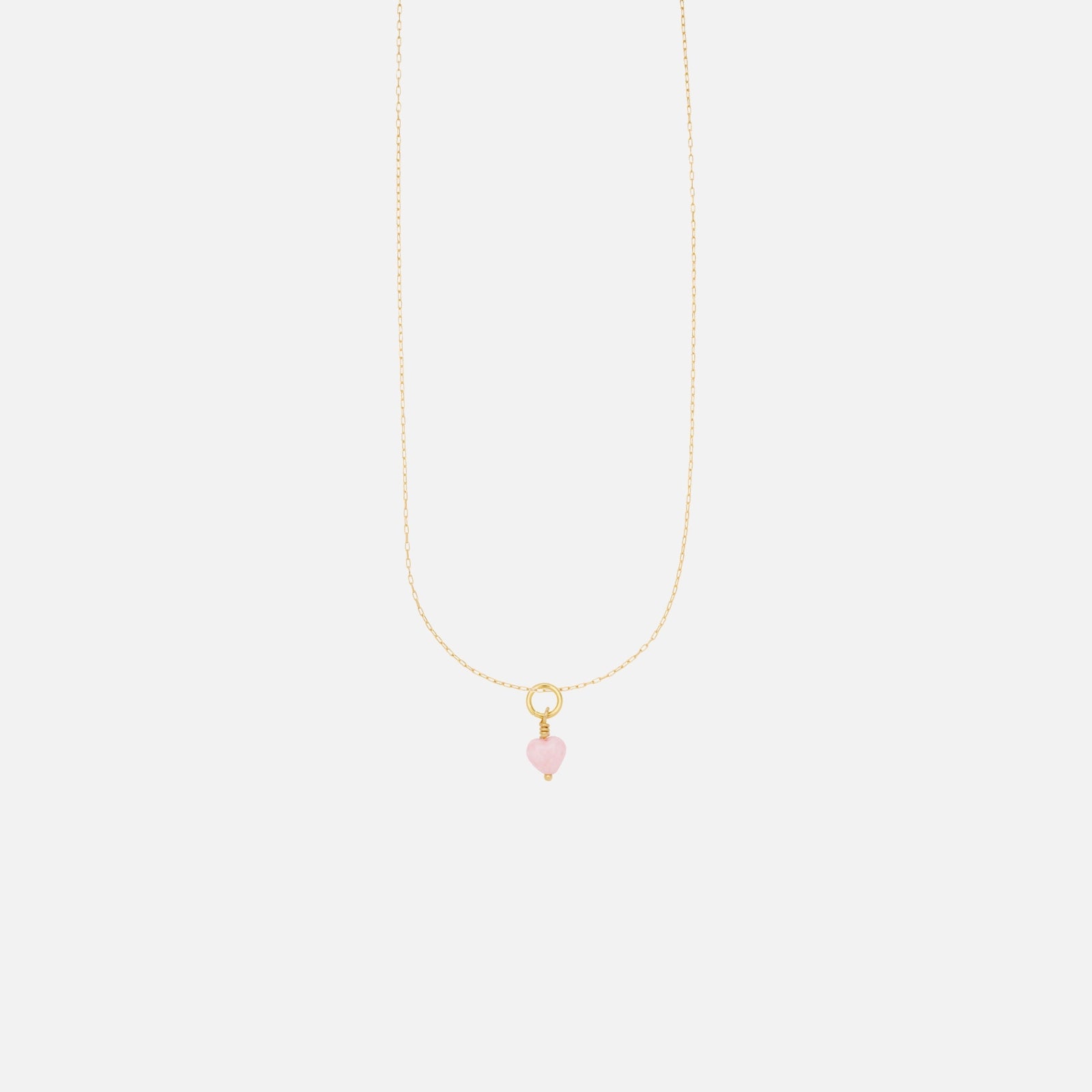 French Mini Heart Pendant Necklace - Powder