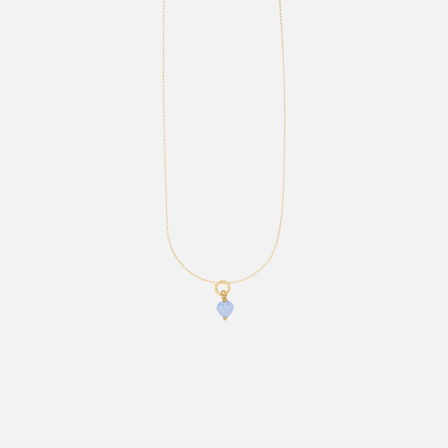 French Mini Heart Pendant Necklace - Sky