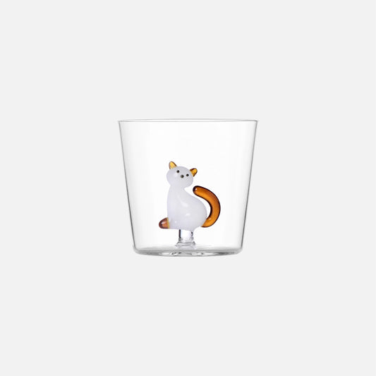 Tabby Cat Tumbler fra Ichendorf Milano (Hvid kat med amber hale)