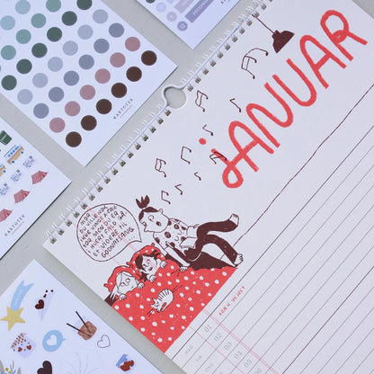 Familiekalender 2024 af Line Jensen Illu fra Kartotek (Januar)