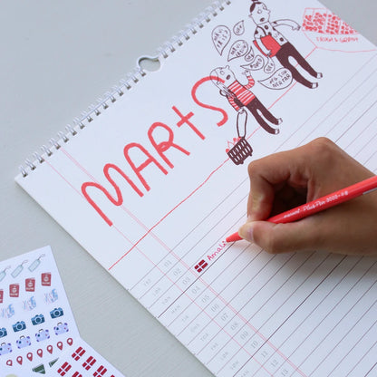 Familiekalender 2024 af Line Jensen Illu fra Kartotek (marts)