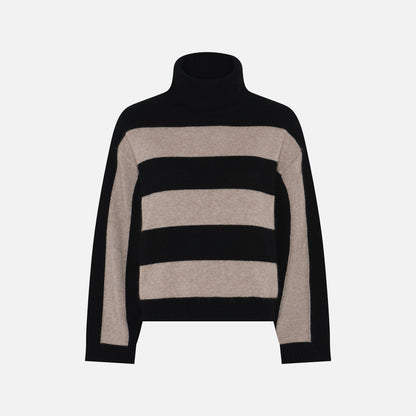 Julie Striped Knit - La Rouge - Black/Sand Stripe