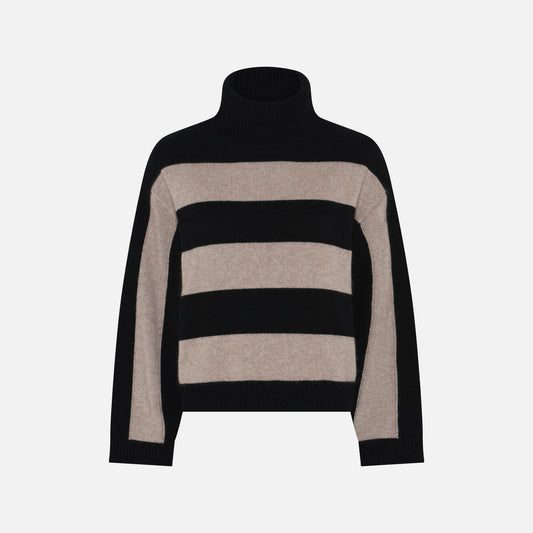 Julie Striped Knit - La Rouge - Black/Sand Stripe