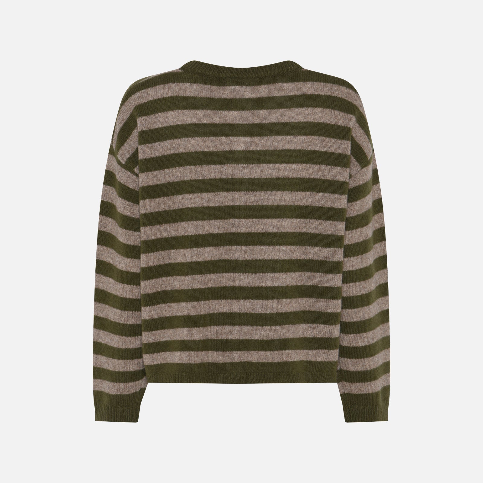 Sisse Striped Cardigan fra La Rouge - Green/Camel Melange - Ryg