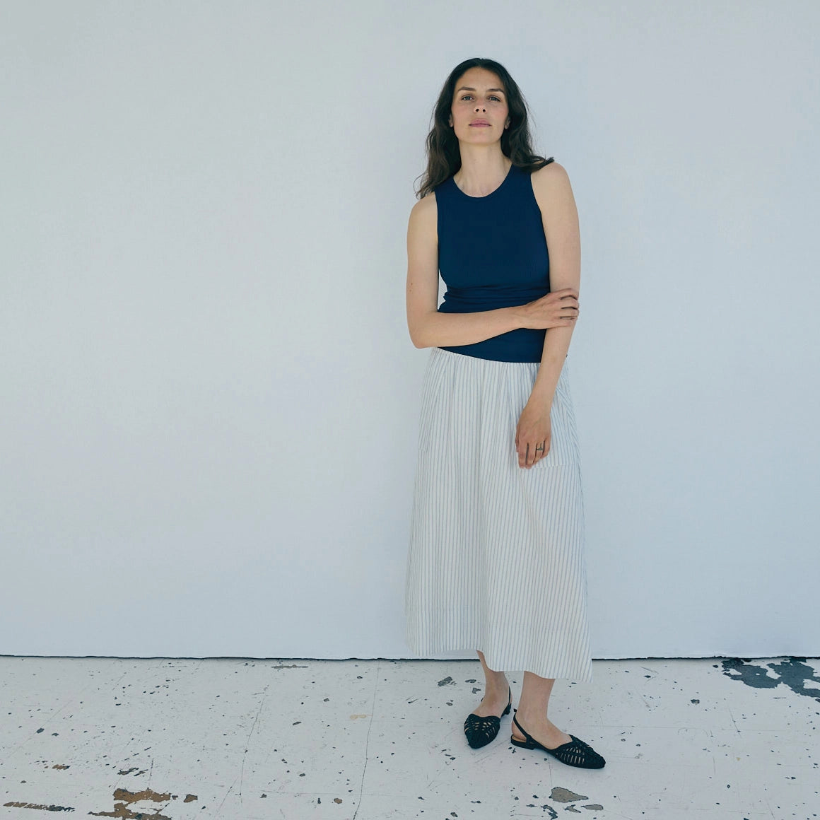 Stinna Skirt fra La Rouge - Blue/White - På model