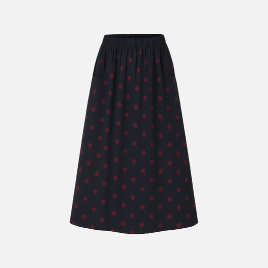 Vilma Dot Skirt fra La Rouge - Navy/Wine