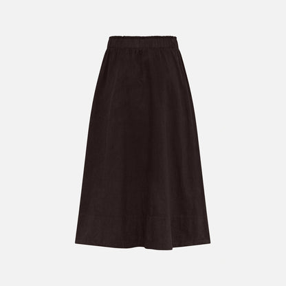 Vilma Skirt Fløjl - La Rouge -  Dark Brown - Bagfra