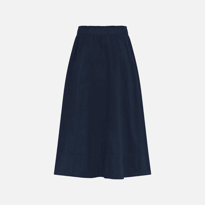 Vilma Skirt Fløjl - La Rouge -  Navy - Bagfra