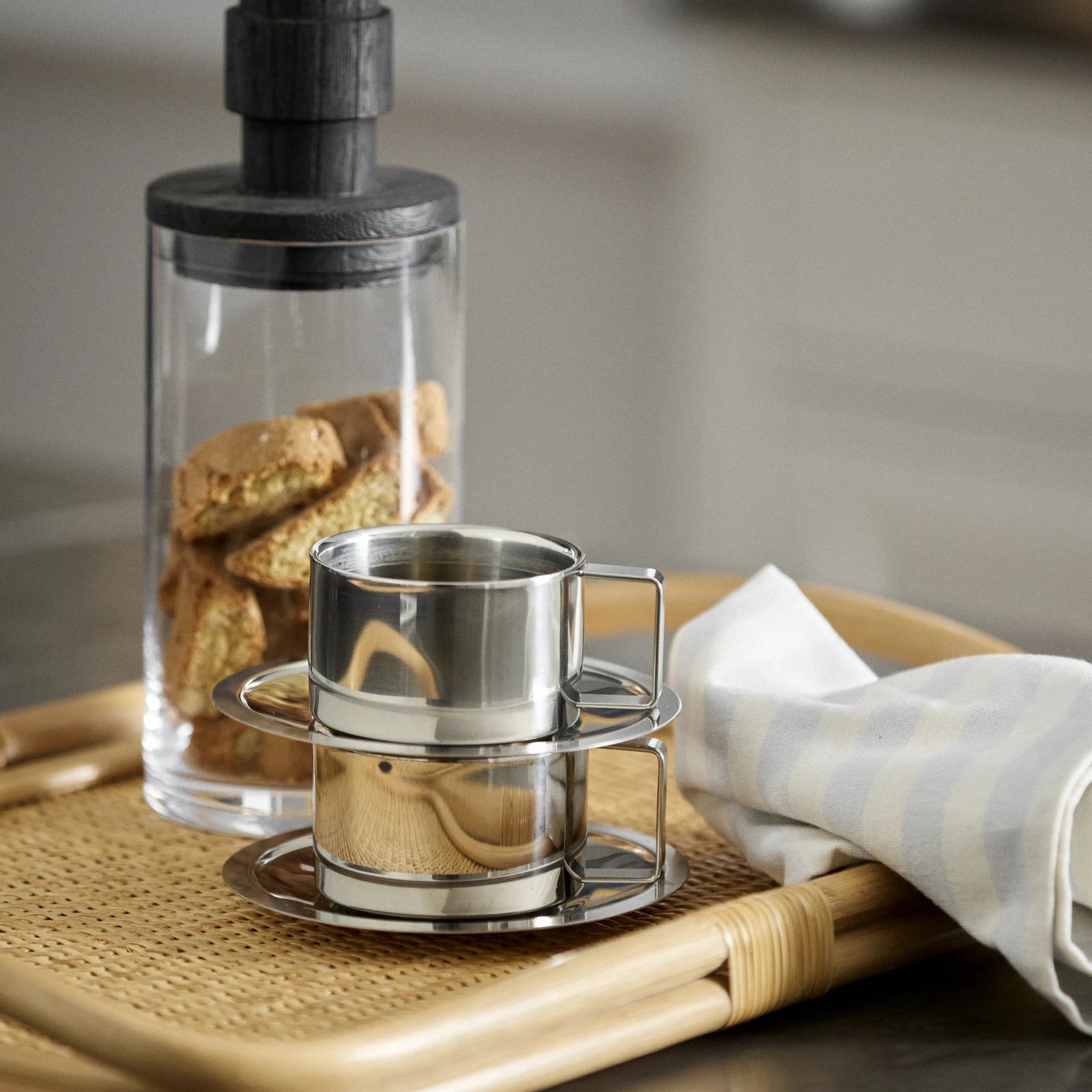 Rafu viskestykke fra Nordal - Hvid/Lyseblå - Servering