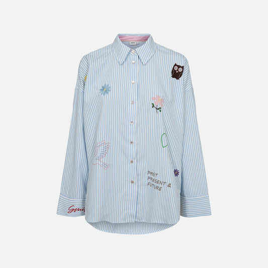 Nuashley Embroidery LS Shirt fra Nümph - Airy Blue
