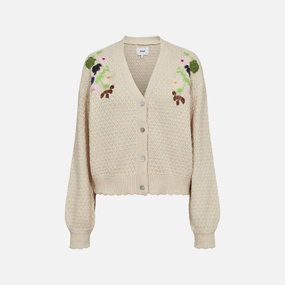 Numaggie Broderet Cardigan fra Nümph - Whitecap Gray