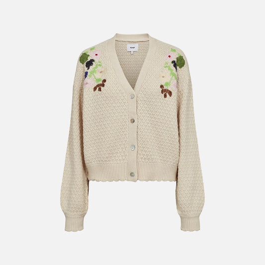 Numaggie Broderet Cardigan fra Nümph - Whitecap Gray