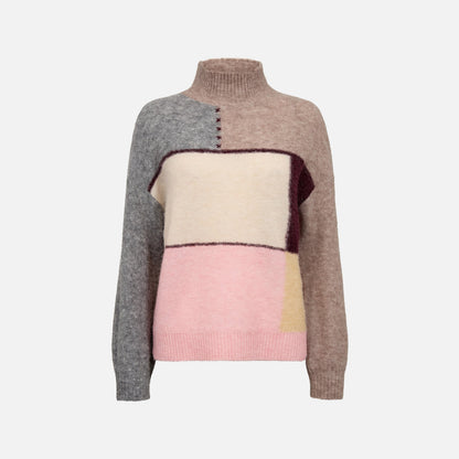 Nuriette Patch Pullover - Nümph - Deep Taupe Melange