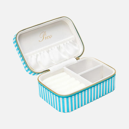 Pico Large Jewelry Box - Light Blue Stripe - Åbent
