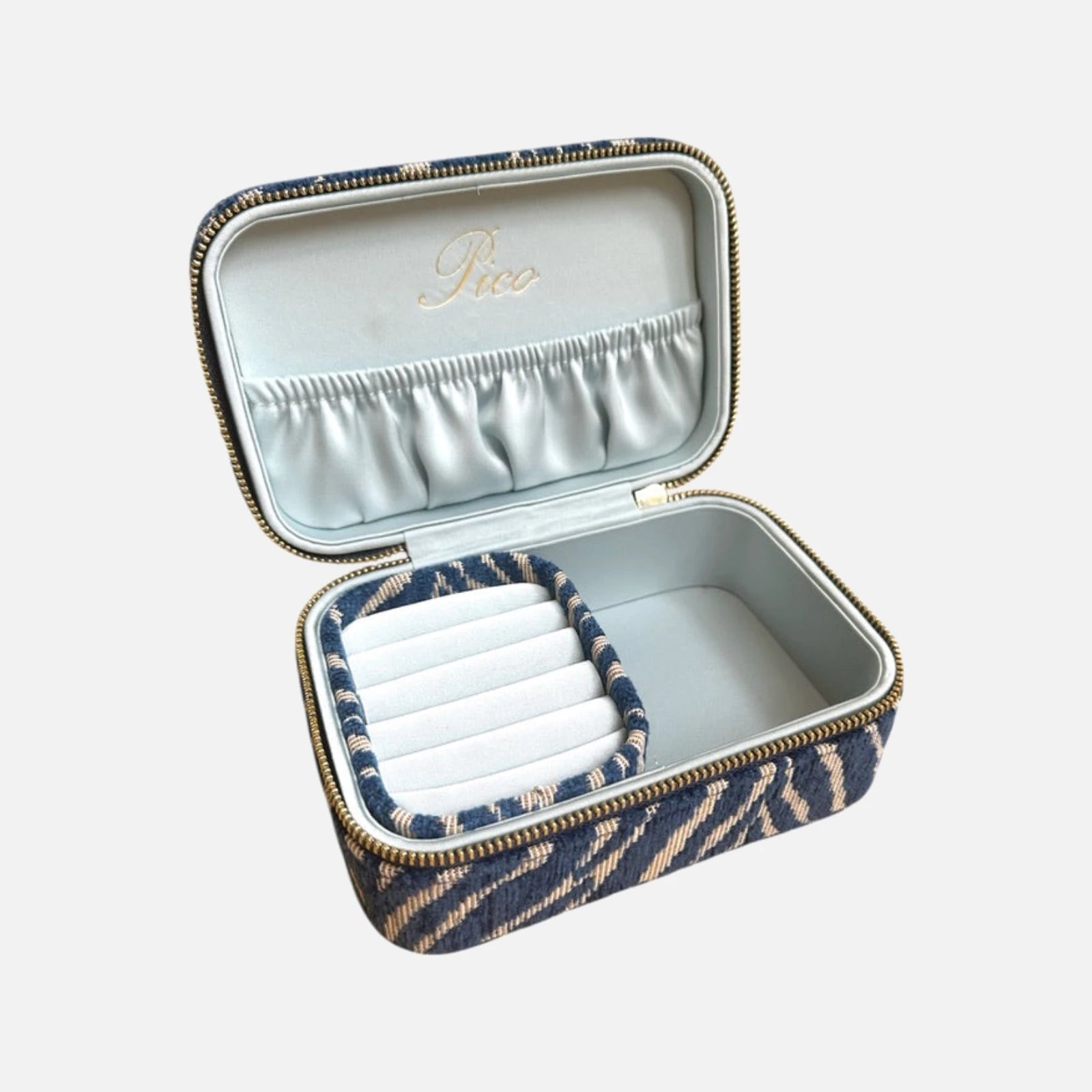 Pico Large Trinket Box - Blue Zebra - Åbent