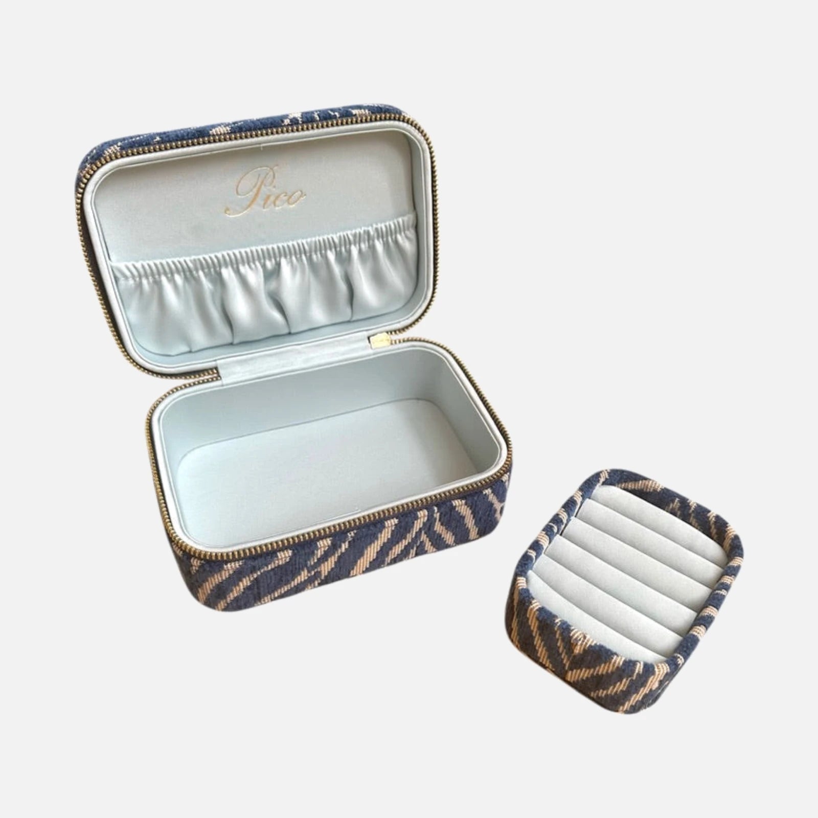 Pico Large Trinket Box - Blue Zebra - Åbent 2