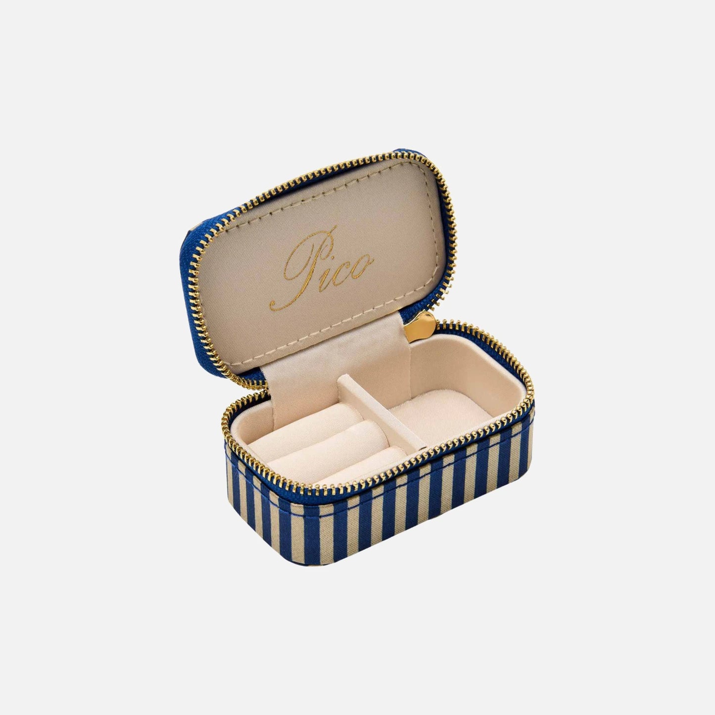 Small Jewelry Box fra Pico - Navy Stripe - Open